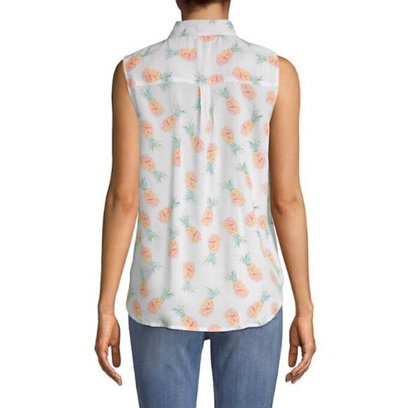 BeachLunchLounge Top M NWT Pineapple Print Tie Summer Vacation Beach Pool Swim - Picture 9 of 11